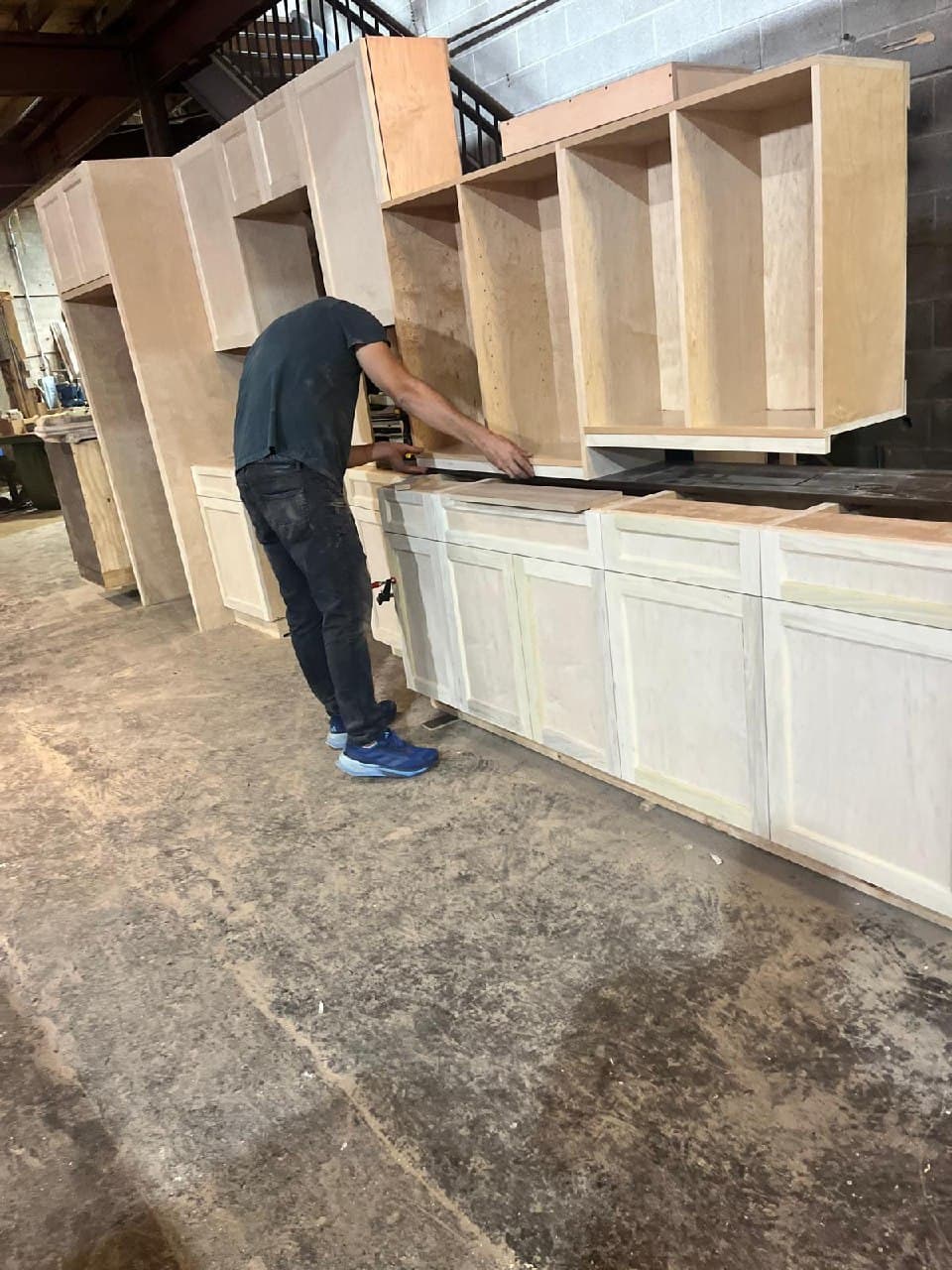 Carlstadt Custom Kitchen Cabinets with Walnut Island